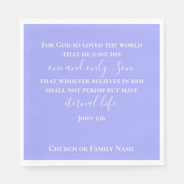 John 3:16 | Custom Text Purple Religious Easter Napkin