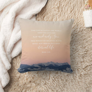 John 3:16 Custom Text Swiss Alps Original Photo Cushion