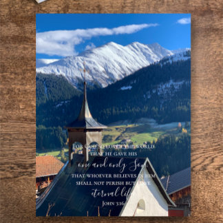 John 3:16 Custom Text | Swiss Alps Original Photo Postcard