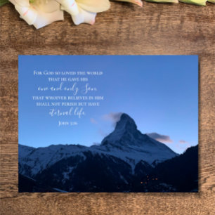 John 3:16 Custom Text Swiss Alps Original Photo Postcard