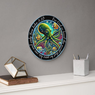 John 3:16 Enchanted Waters Octopus Large Clock