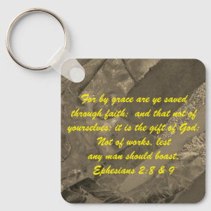 John 3:16 & Ephesians2:8 & 9 Bible truth Keychain