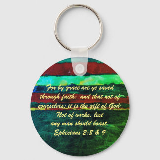 John 3:16 & Ephesians2:8 & 9 Bible truth Keychain