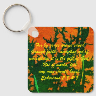 John 3:16 & Ephesians2:8 & 9 Bible truth Keychain