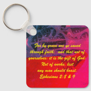 John 3:16 & Ephesians2:8 & 9 Bible truth Keychain