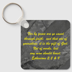 John 3:16 & Ephesians2:8 & 9 Bible truth Keychain