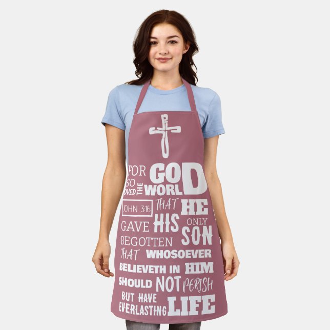 JOHN 3:16 FOR GOD SO LOVED THE WORLD APRON (Worn)