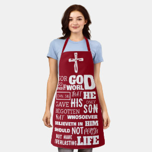 JOHN 3:16 FOR GOD SO LOVED THE WORLD APRON