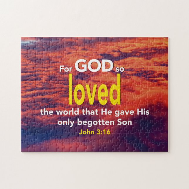 JOHN 3:16 For God So Loved The World Christian Jigsaw Puzzle (Horizontal)