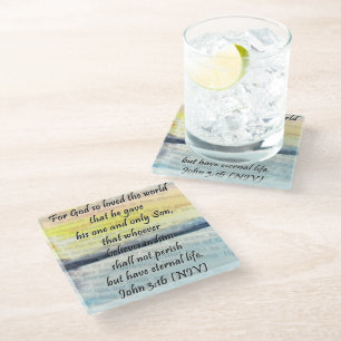 John 3:16 glass coaster