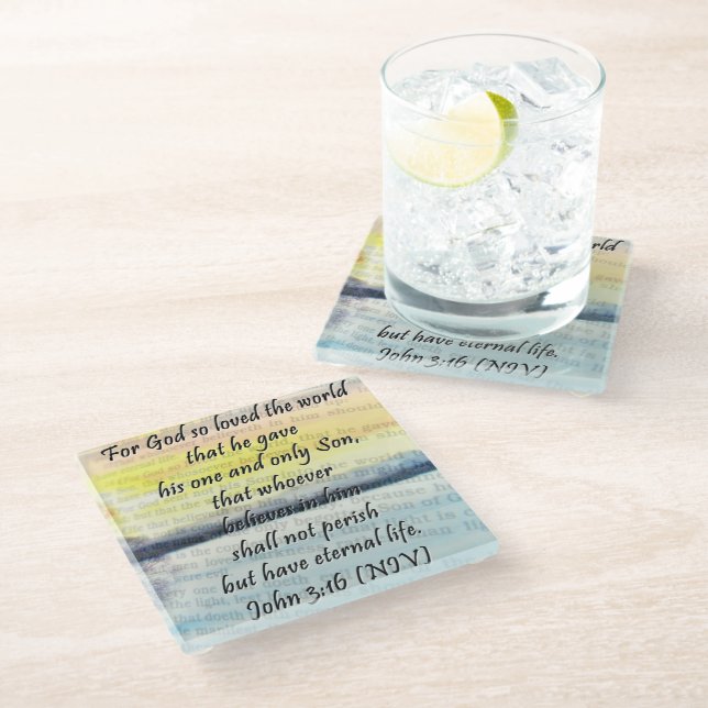 John 3:16 glass coaster (Angled)