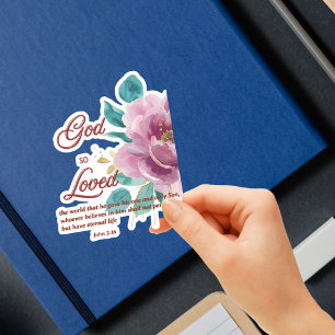 John 3:16 God so Loved Pink Floral Bible Verse
