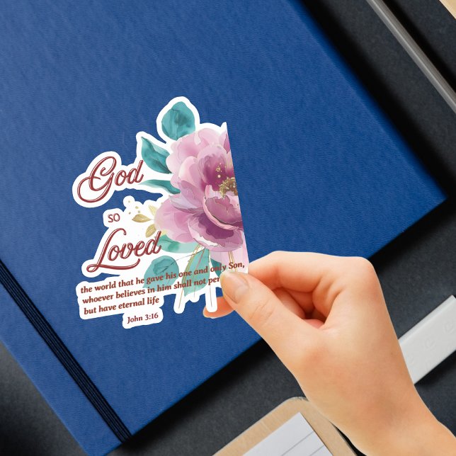 John 3:16 God so Loved Pink Floral Bible Verse (Creator Uploaded)