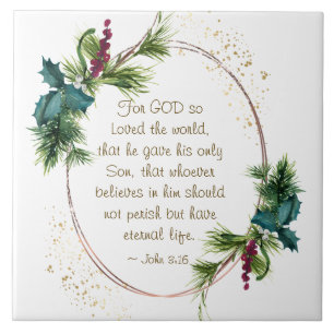John 3:16 God so Loved the World Christmas Ceramic Tile