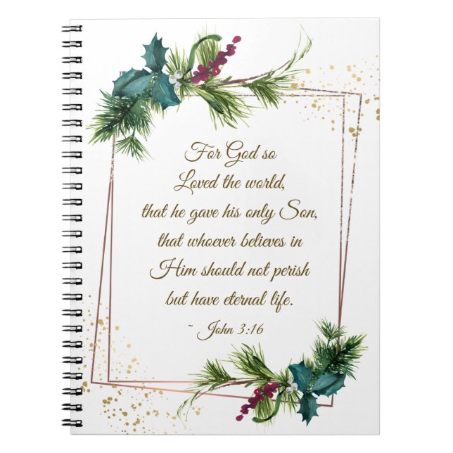 John 3:16 God so Loved the World Christmas Notebook (Front)