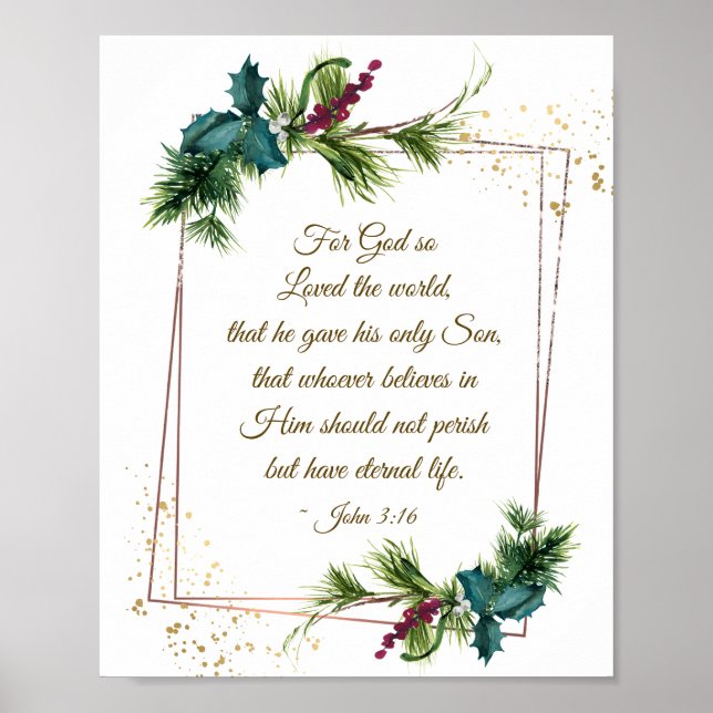 John 3:16 God so Loved the World Christmas Poster (Front)