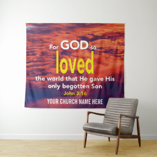 John 3:16 GOD SO LOVED THE WORLD Church Tapestry