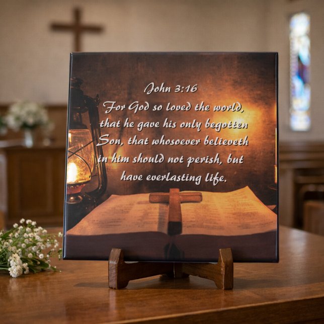 John 3:16 God so loved the world, lantern Ceramic Tile (Creator Uploaded)