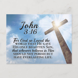 John 3:16 God so Loved the World Wooden Cross  Postcard