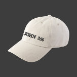 John 3:16 Grace Verses White Embroidery Christian Embroidered Hat<br><div class="desc">Minimalist Modern Text White Embroidered Black Hat with 3 major grace scripture KJV Bible verses. Wear your Christian faith message. Personalise this simple design with your favourite Bible scripture verses added to left/right sides of the hat. Customise it with the colour/font of your choice. Modern black lettering in all caps...</div>