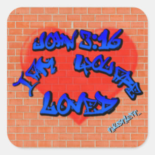 John 3:16 Graffiti Square Sticker