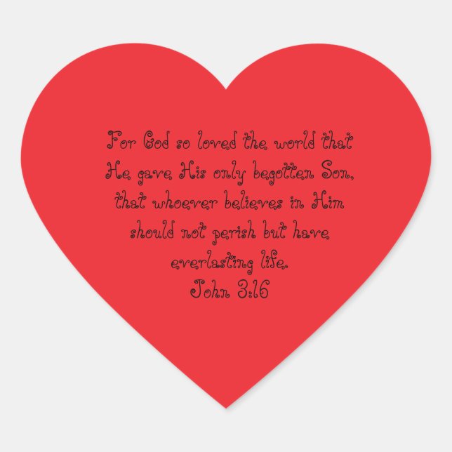 John 3:16 heart sticker (Front)