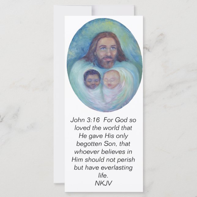 John 3:16 Jesus Loves You and Me scripture card (Front)