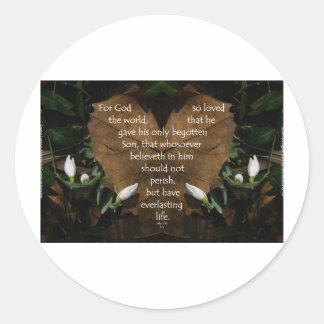 john 3:16 king james on heart leaf classic round sticker