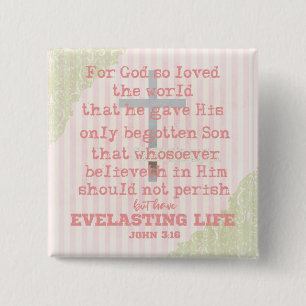 John 3.16 KJV Bible Verse 15 Cm Square Badge