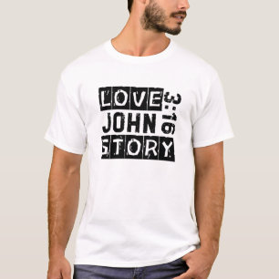 John 3:16 Love Story Bible Quote Grunge Black T-Shirt