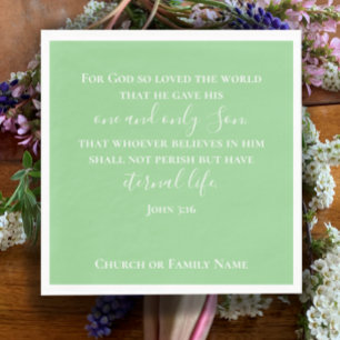 John 3:16 Mint Green Christian Church Easter Napkin