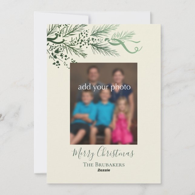 John 3:16 Modern Pine Photo Christian Christmas Holiday Card (Back)