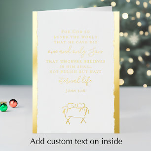 John 3:16 Personalized Elegant Christmas Gold Foil Holiday Card
