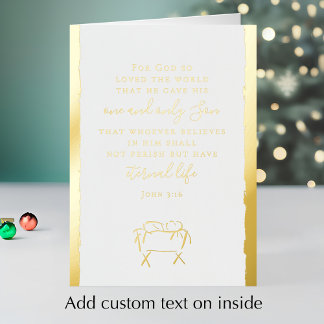John 3:16 Personalized Elegant Christmas Gold Foil Holiday Card