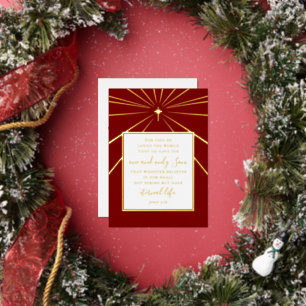 John 3:16 Personalized Faith Christmas Red Gold   Foil Holiday Card