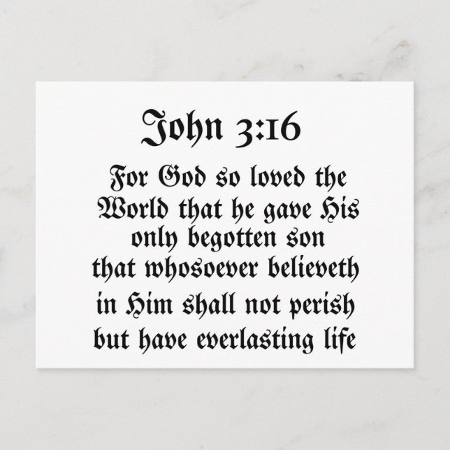 John 3:16 postcard (Front)
