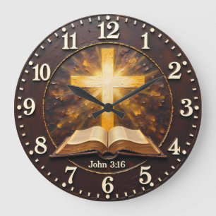 John 3:16 Radiant Scripture Large Clock