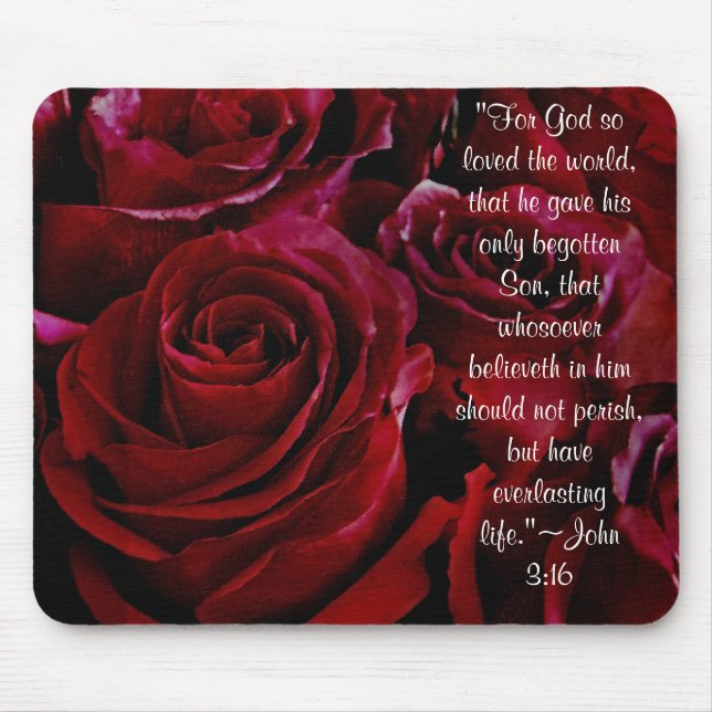 John 3:16 red roses mousepad (Front)