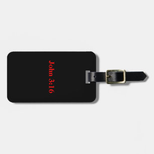 John 3:16, Red Vertical Text on Black Background Luggage Tag