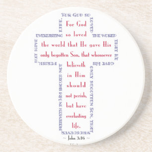 John 3:16 Red, White and Blue Cross Coaster