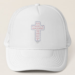 John 3:16 Red, White and Blue Cross Trucker Hat