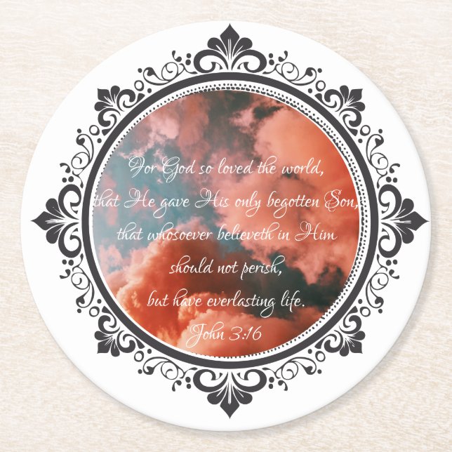 John 3:16 Round Paper Coaster (Front)