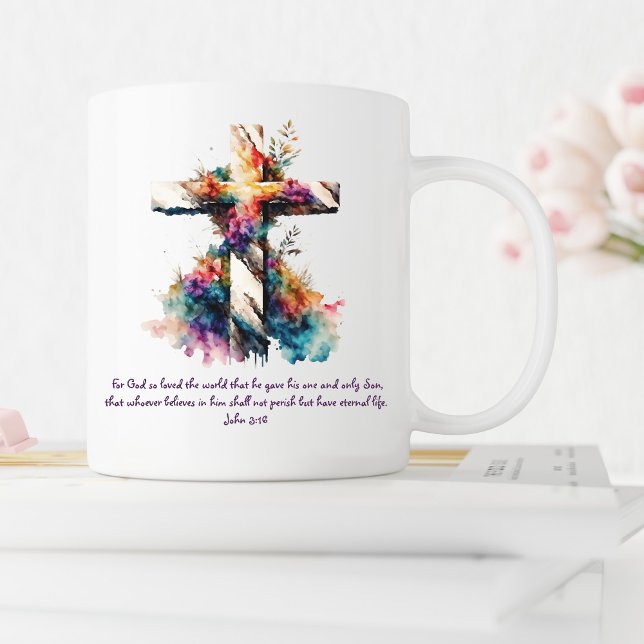 John 3:16 Scripture Cross Christian Bible Verse Coffee Mug (Creator Uploaded)