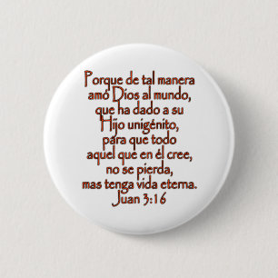 John 3:16 Spanish 6 Cm Round Badge