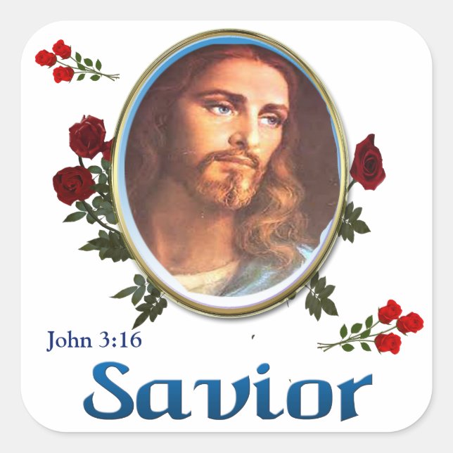 JOhn 3:16 Square Sticker (Front)