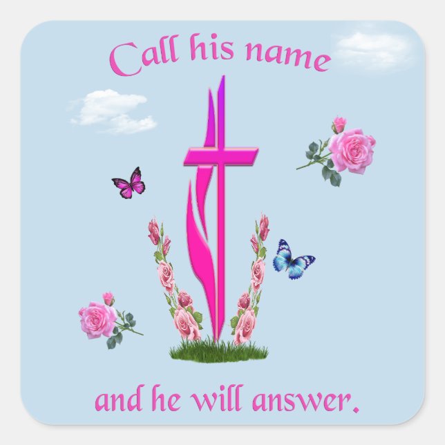 John 3:16 square sticker (Front)