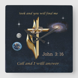 John 3:16    square wall clock
