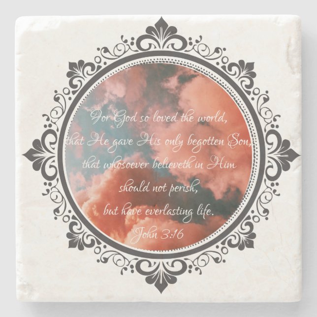 John 3:16 Stone Coaster (Front)