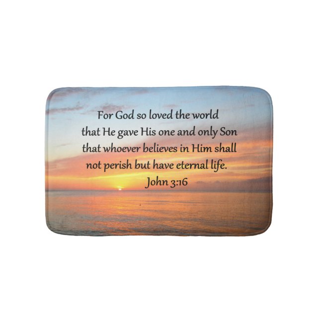 JOHN 3:16 SUNRISE OVER THE OCEAN PHOTO BATH MAT (Front)