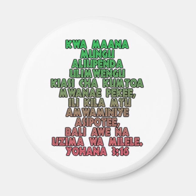 John 3:16 Swahili Magnet (Front)